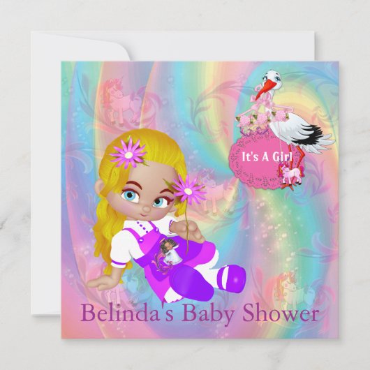 Baby shower voor kleurrijke regenboogspieren notitiekaartje (Voorkant)