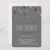 Baby shower voor kleurrijke vun-spoelparen uitnodi kaart (Voorkant)