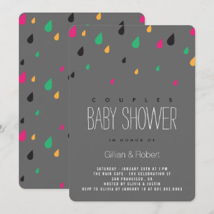 Baby shower voor kleurrijke vun-spoelparen uitnodi kaart