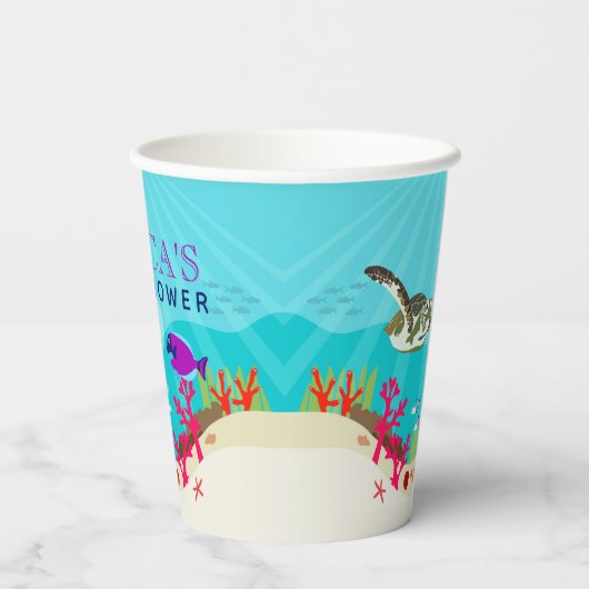 Baby shower voor kleurrijke Zeeen in de oceaan Papieren Bekers (Achterkant)