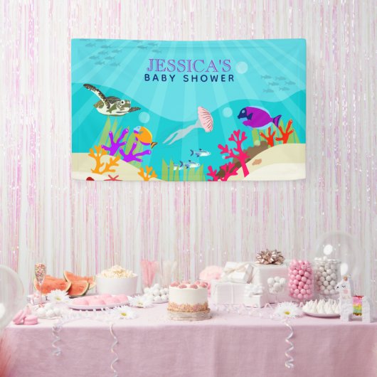 Baby shower voor kleurrijke Zeeen in de oceaan Spandoek (Feest)