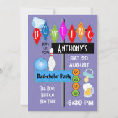 Baby Shower voor koppels Dad-chelor Retro Bowling  Kaart (Voorkant)