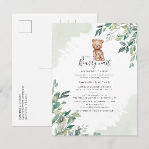 Baby Shower voor koppels Eucalyptus Groene Script Uitnodiging Briefkaart