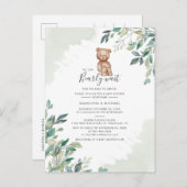 Baby Shower voor koppels Eucalyptus Groene Script Uitnodiging Briefkaart (Voorkant / Achterkant)