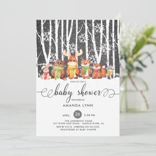Baby shower voor koude niet-winterbossen kaart (Staand voorkant)