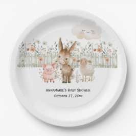 Baby shower voor landbouwhuisdieren | papieren bordje