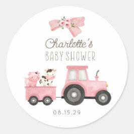 Baby shower voor landbouwhuisdieren van de Schatti Ronde Sticker