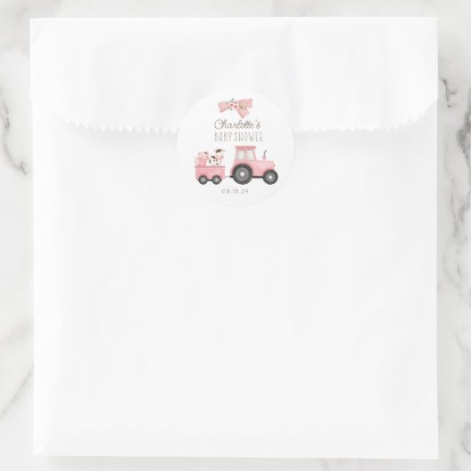 Baby shower voor landbouwhuisdieren van de Schatti Ronde Sticker (Tas)