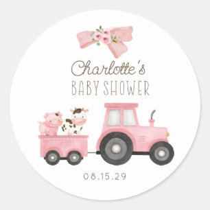 Baby shower voor landbouwhuisdieren van de Schatti Ronde Sticker