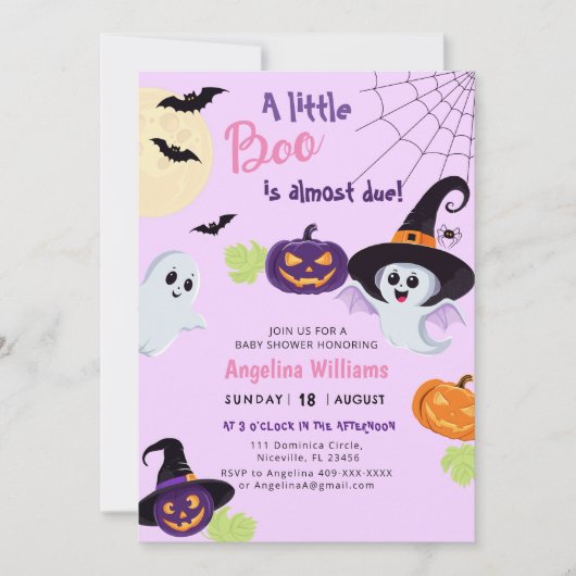 Baby shower voor Little Boo Halloween. Kaart (Voorkant)