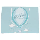 Baby shower voor luchtballonblauw groot cadeauzakje (Voorkant)