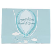 Baby shower voor luchtballonblauw groot cadeauzakje (Achterkant)