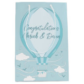 Baby shower voor luchtballonblauw medium cadeauzakje (Voorkant)