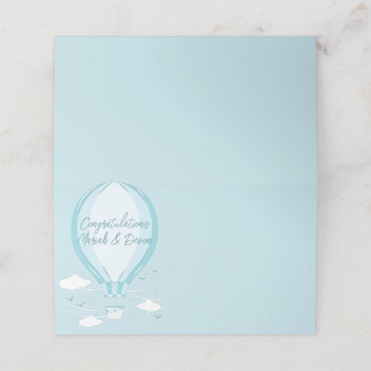 Baby shower voor luchtballonblauw plaatskaartje (Buitenkant ongevouwen)