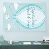 Baby shower voor luchtballonblauw spandoek (Beurs)