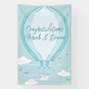 Baby shower voor luchtballonblauw spandoek