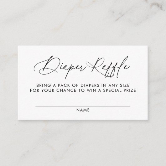 Baby shower voor luier Raffle Invoegen Informatiekaartje (Voorkant)