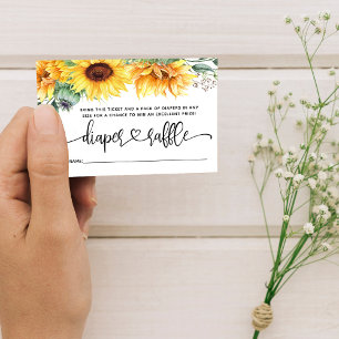Baby shower voor luier Raffle Sunflower Informatiekaartje