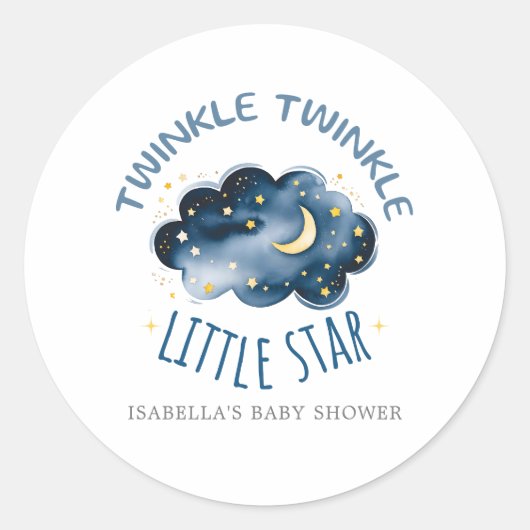 Baby shower voor maan en sterren ronde sticker (Voorkant)