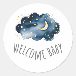 Baby shower voor maan en sterren ronde sticker