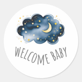 Baby shower voor maan en sterren ronde sticker