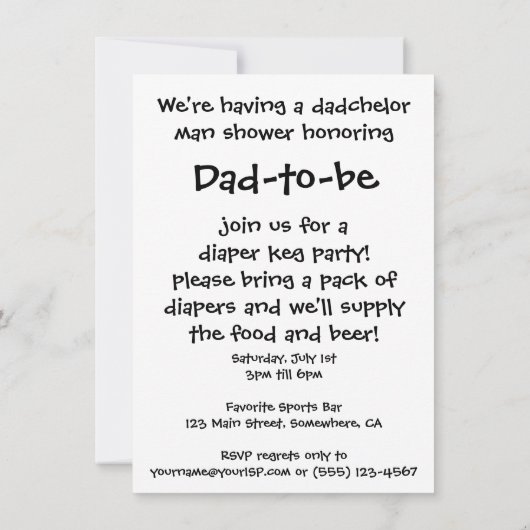  Baby shower voor mannen, Man Shower, Dadchelor Kaart (Achterkant)