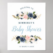Baby shower voor marinescheepvaart en blozen poster (Voorkant)