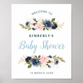 Baby shower voor marinescheepvaart en blozen poster