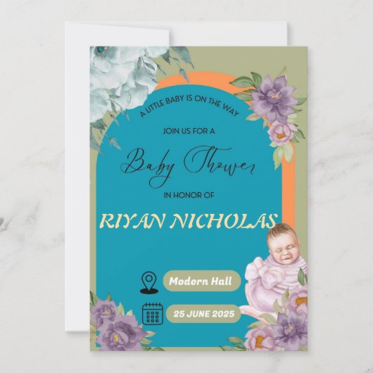 Baby shower voor meisje of jongen save the date (Voorkant)
