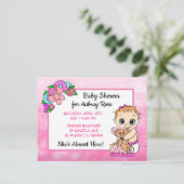 Baby shower voor Meisje, Roze Bow Baby Briefkaart (Staand voorkant)