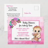 Baby shower voor Meisje, Roze Bow Baby Briefkaart (Voorkant / Achterkant)