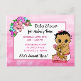 Baby shower voor Meisje, Roze Bow Etnische Baby Briefkaart