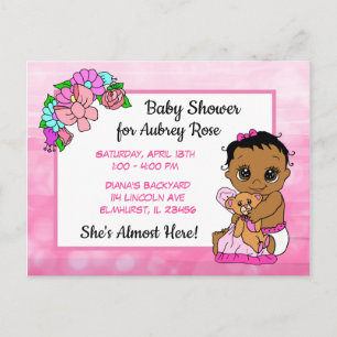 Baby shower voor Meisje, Roze Bow Etnische Baby Ui Briefkaart