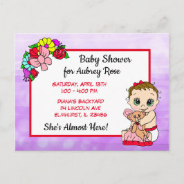 Baby shower voor meisjes, Briefkaart van het rode 