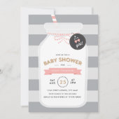 Baby shower voor melkflesjes - Roze Kaart (Voorkant)