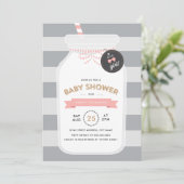 Baby shower voor melkflesjes - Roze Kaart (Staand voorkant)