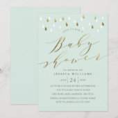 Baby shower voor Mint & Gold-kalligrafie Kaart (Voorkant / Achterkant)