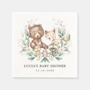 Baby shower voor moderne bosdieren servet