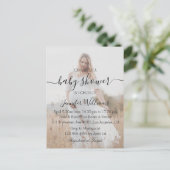 baby shower voor moderne handschriftenfoto   uitnodiging briefkaart (Staand voorkant)