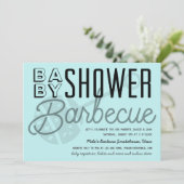Baby shower voor moderne paren Barbecue Light Blue Kaart (Staand voorkant)