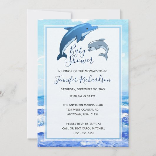 Baby shower voor moeder en Baby Dolphin Ocean Kaart (Voorkant)