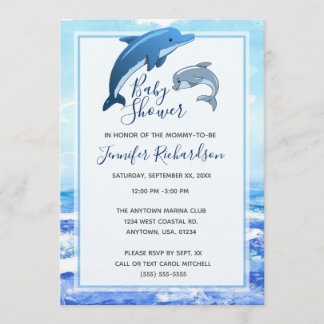 Baby shower voor moeder en Baby Dolphin Ocean Kaart