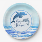 Baby shower voor moeder en Baby Dolphin Ocean Papieren Bordje (Voorkant)