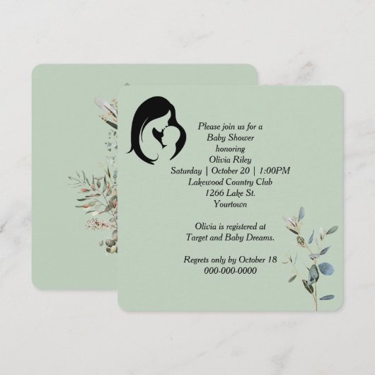 Baby shower voor moeder en kind kaart (Voorkant / Achterkant)