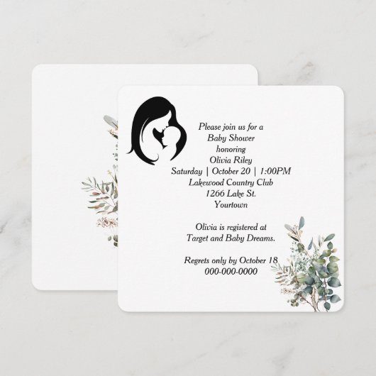 Baby shower voor moeder en kind kaart (Voorkant / Achterkant)