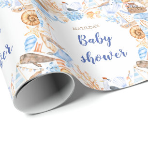 baby shower voor nautische strandillustraties cadeaupapier