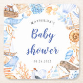 baby shower voor nautische strandillustraties kartonnen onderzetters (Voorkant)