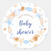 baby shower voor nautische strandillustraties ronde sticker (Voorkant)