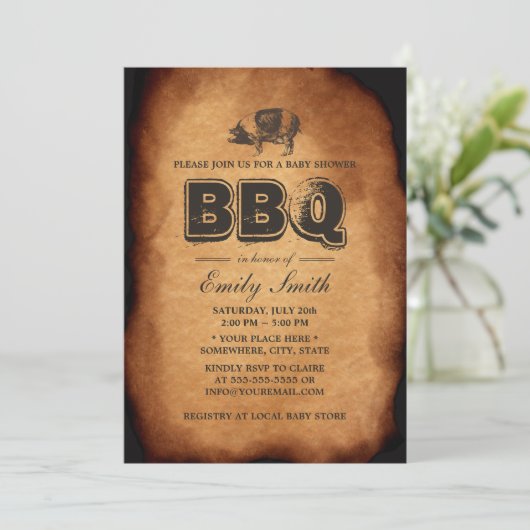 Baby shower voor oud varken Roost barbecue Kaart (Staand voorkant)