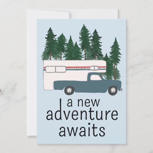 Baby Shower voor Ouderwetse Truck Camper RV Motorh Kaart (Voorkant)